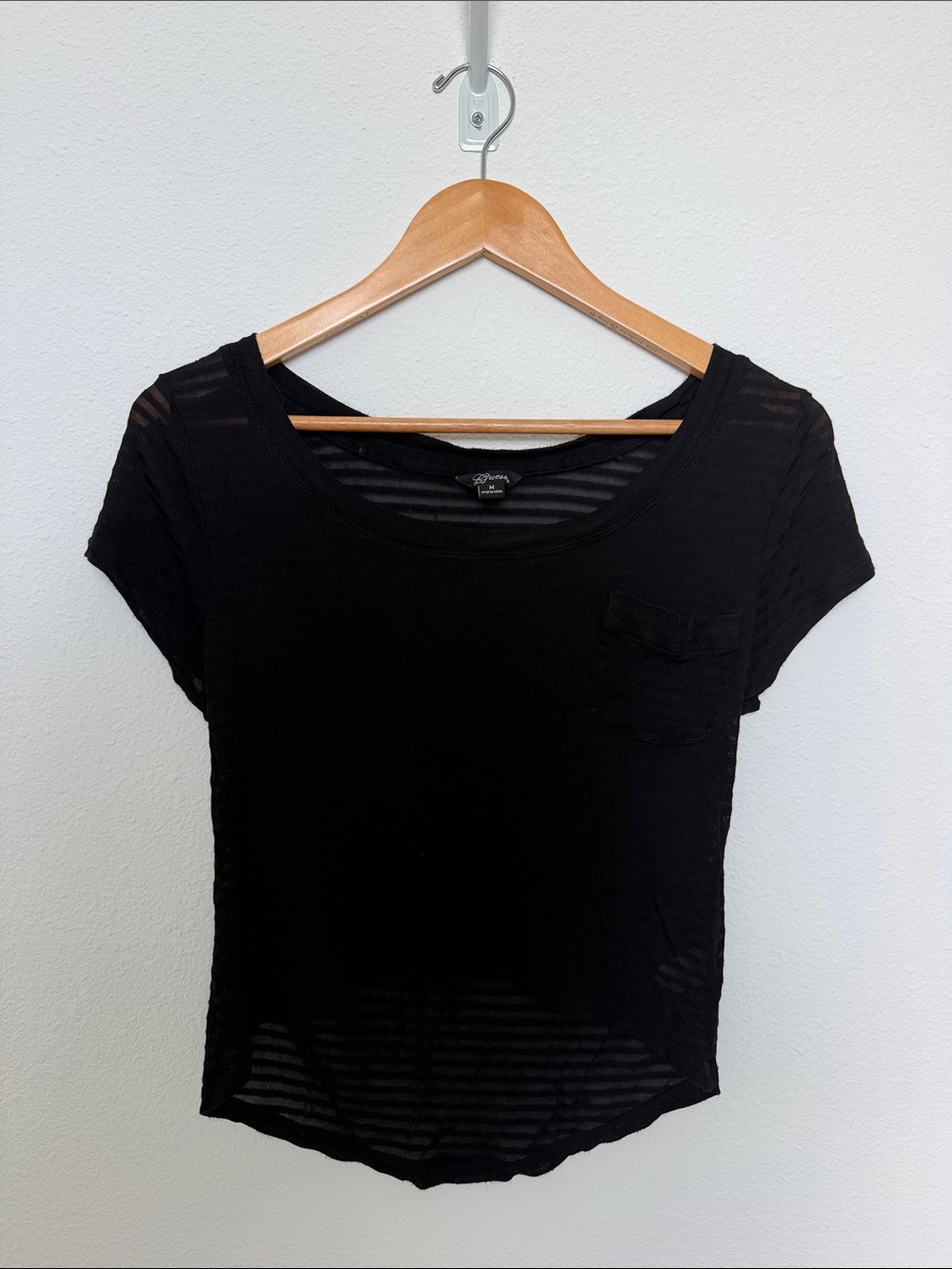 Guess High Low Striped Short Sleeved Shirt